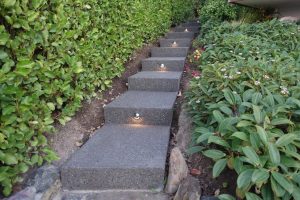 Exposed Aggregate concrete steps with Landscaping and planting beside