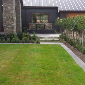 A inspiring landscaping design with stone waterfall fountain